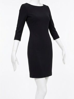 Classic Gucci Bateau Black Mini Dress with Three-Quarter Sleeves